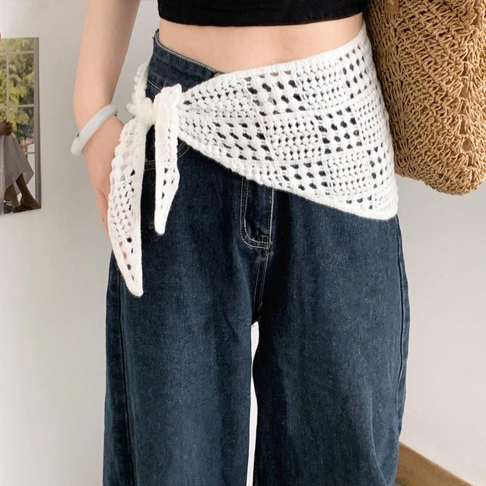 Y2k Design Balletcore Shawl Hollow Knitted Headscarf Retro Triangle Scarf  Female Fashion