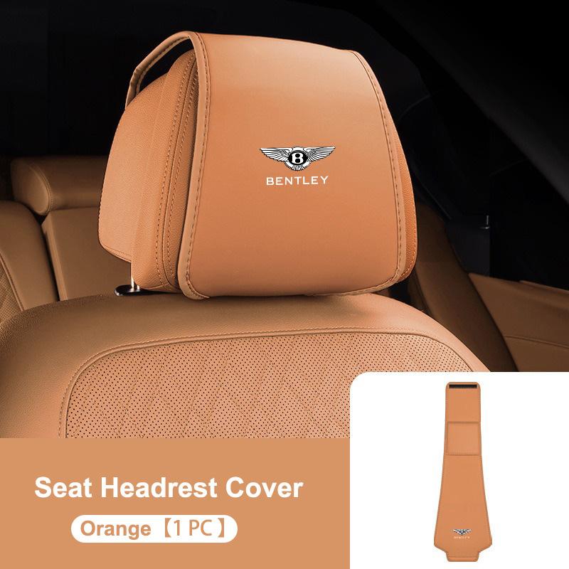 Leather Car Seat Headrest Neck Support Protection Pillow Case Cover For New Bentley Flying Spur Continental GT Bentayga Mulsanne GH7