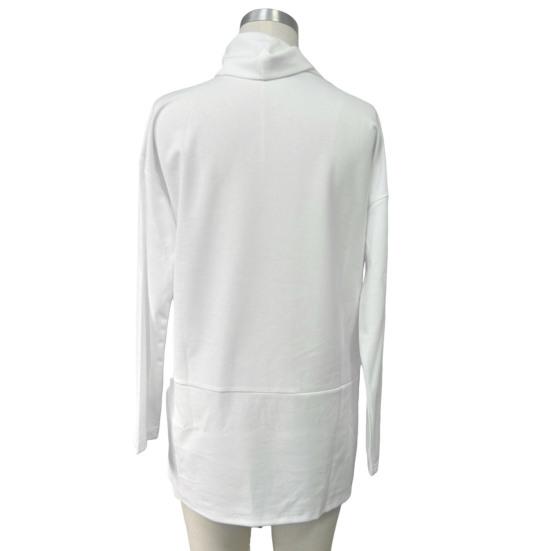 Женская толстовка с полувысоким воротником и разрезом по низу, однотонная плотная одежда больших размеров, длинный рукав, однотонный пуловер, сохраняющий тепло, повседневный топ