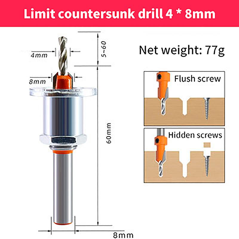 Регулируемая зенковка для деревообрабатывающего фрезера Ограничитель сердечника Сверла из сплава Сверление по дереву Фреза Винт