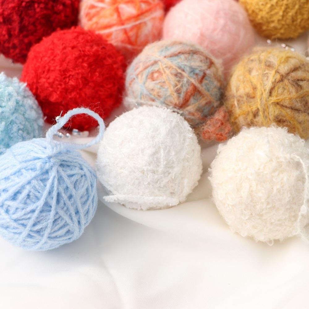 50Pcs Woolen Ball Christmas Yarn Ball Hand-wound Xmas Ornaments Window Decoration
