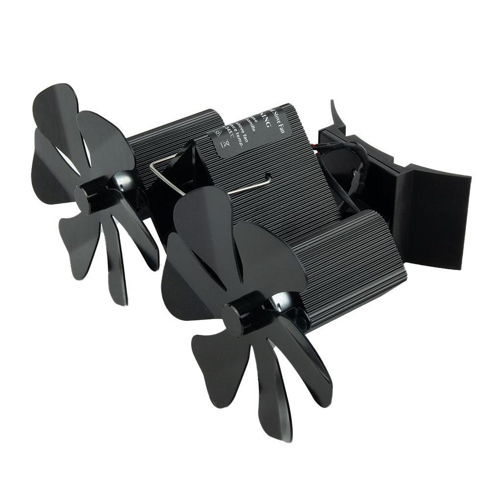 Благоустройство дома Вентилятор для камина Алюминиевые черные лопасти Вентилятор для камина Двойные головки Термоэлектрический модуль Настенный