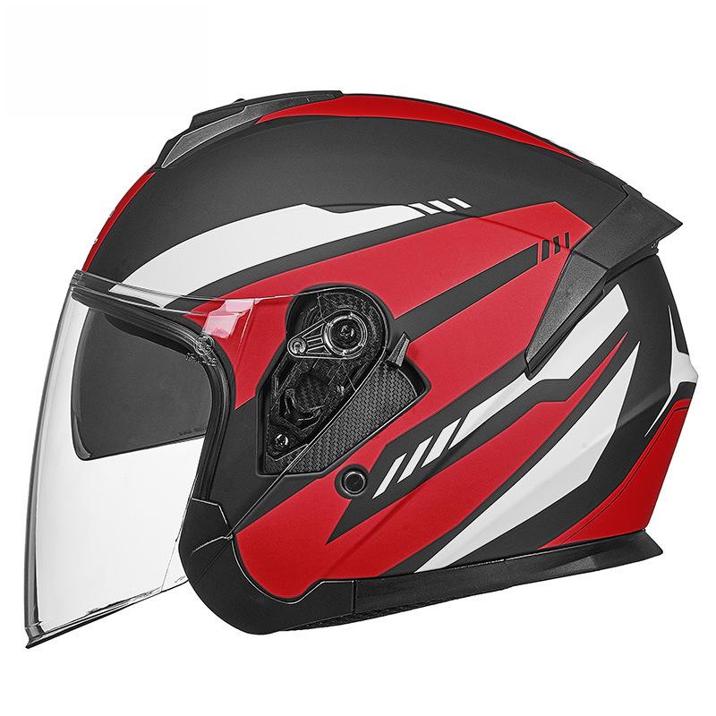 GXT Electric Motorcycle Helmet: Four-Season Sun Protection, Double Lens, Lightweight, Stylish, Half-Helmet for Summer.