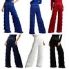 Танцевальные брюки с блестками, многослойной бахромой на талии для женщин, для ча-ча, румбы, тренировок, прямые брюки с бахромой, бальные, латинские