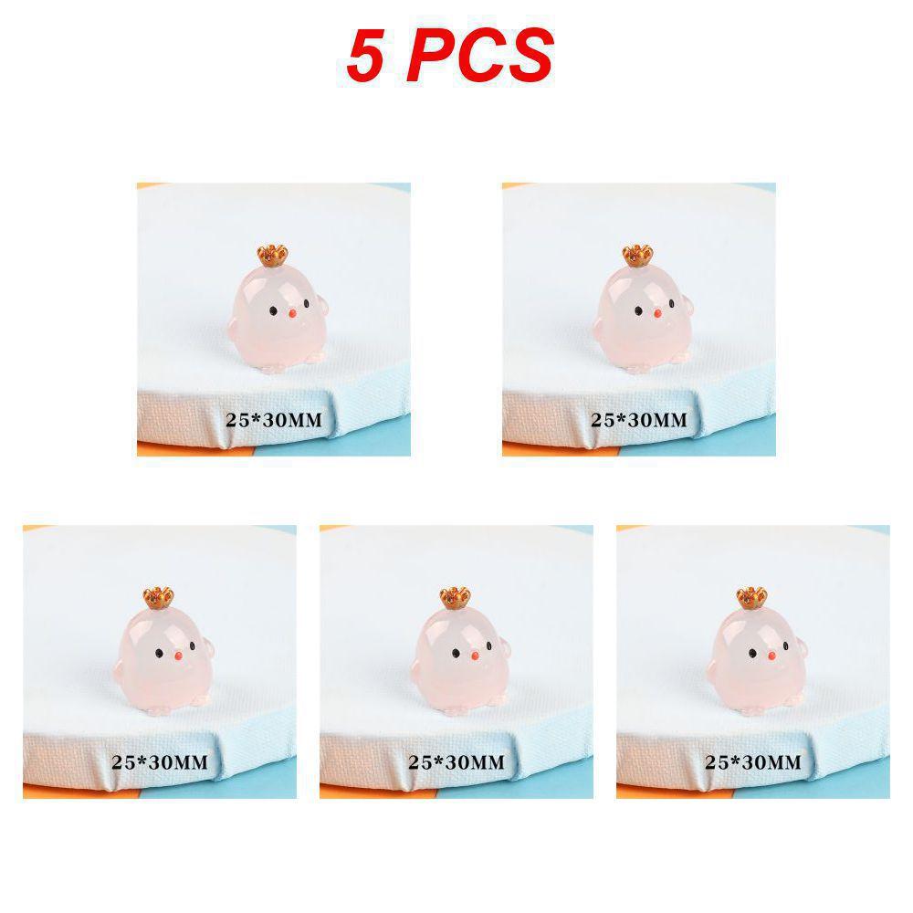 1~10PCS Luminous Mini Resin Pig Car Dashboard Toys Dolls Glowing Figures Home Garden Decoration Cartoon Color Chick Car