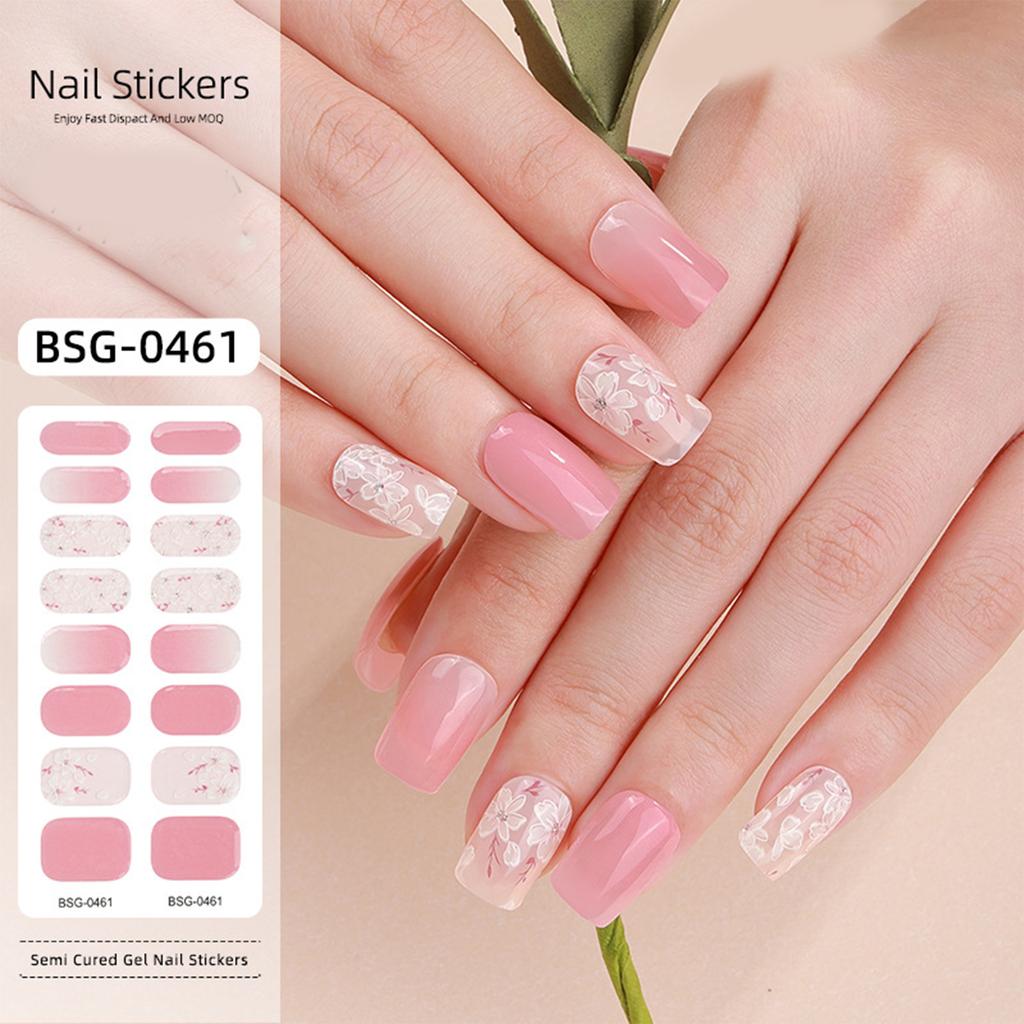 Полуотвержденные гелевые наклейки для ногтей УФ/светодиодная лампа Требуется гель-лак для ногтей Обертывания Модный дизайн Гелевые наклейки для ногтей для женщин