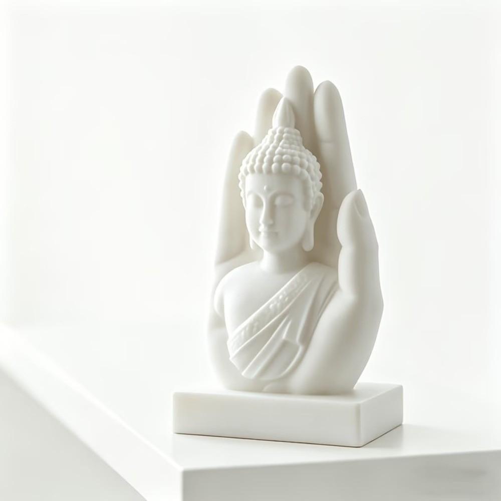Minimalist Style Buddha Hand Statue Freestanding Base Meditation Sculpture Meditation Room Decor