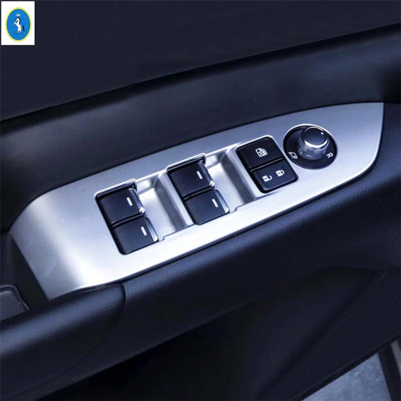 Matte / Carbon Fiber Look Car Door Handle Window Lift Switch Button Panel Cover Trim Accessories For Mazda CX-3 CX3 2015 -