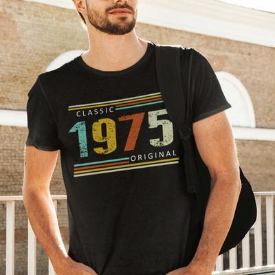 Классическая оригинальная футболка 1975 года Топы Мода Уличный стиль Футболка с круглым вырезом Женская Мужская Хлопок Модная Ретро Подарок Футболка