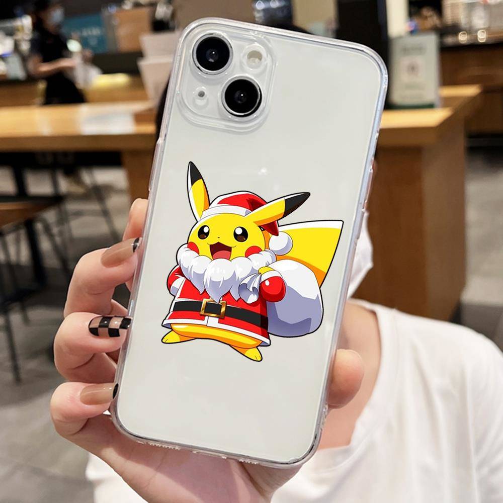 Чехол E-55 Christmas Pokemon для iPhone 7 8 11 12 13 14 15 16 Pro Max Plus Mini Xiaomi Redmi A3 9A 9C 10A 10C 13C Note 9 11 Realme Narzo C30 C55