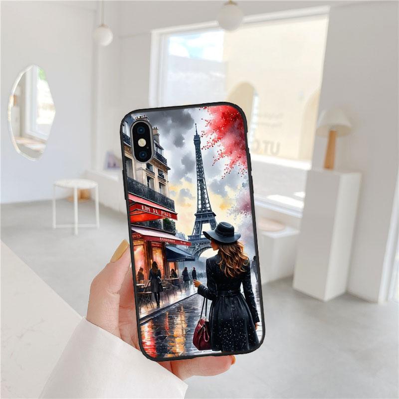BF87 Париж Эйфелева башня Мягкий чехол для телефона iPhone 16 15 14 13 12 Pro Max Plus Mini