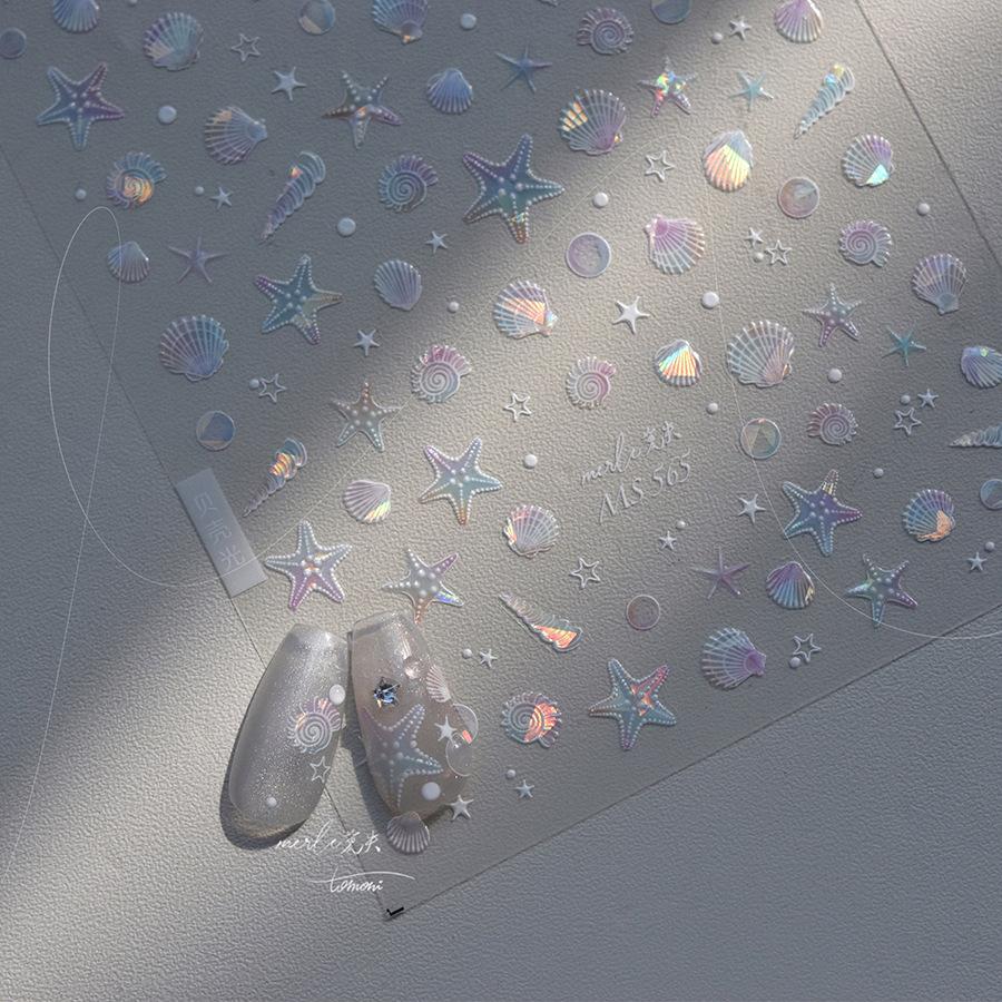 Shiny Blowing Bubble Nail Decorations Stickers 5D Shell Light Love Cat Bubble Transfer Slider Sticker DIY Manicure Decals