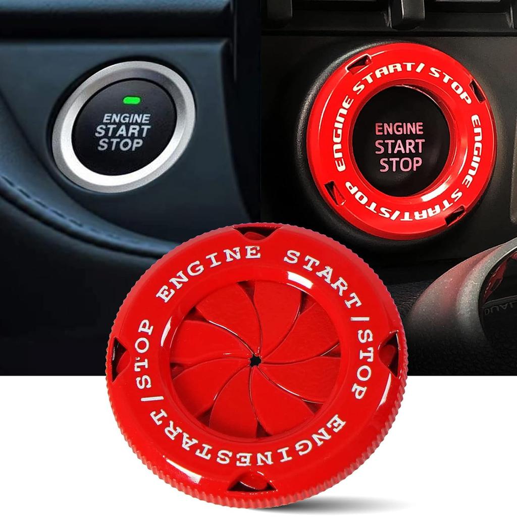Car Push Start Stop Button Cover, Rotary Engine Start Spin Cover (Black)