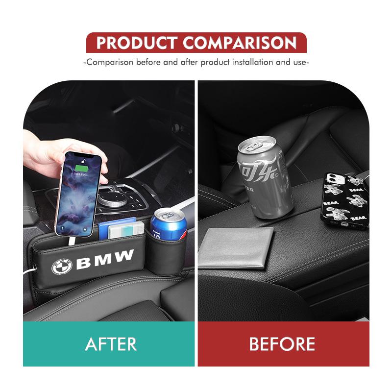 Leather Car Seat Gap Filler Storage Box Cup Holder Accessories For BMW M3 M5 X3 E93 F10 F20 F30 F40 F15 F25 F26 F31 F49 F86