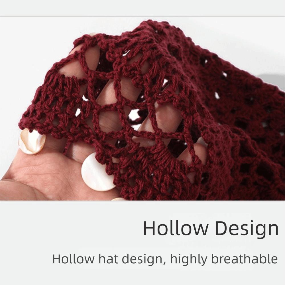 Thin Shell Tassels Hat Elegant Bohemian Style Beanies Retro Hollowed Out Knitted Hat Girls