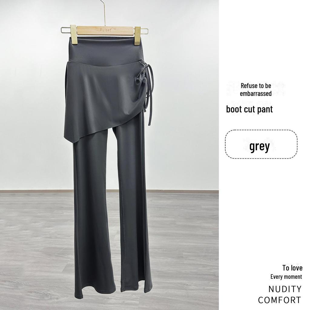 Женские расклешенные штаны для йоги с высокой талией и завязками по бокам