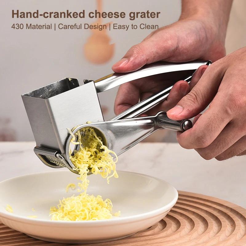 Handheld Rotary Cheese Grater Cheese Hand Grater Kitchen Craft Stainless Steel Cheese Vegetable Grater Shredder With Handle