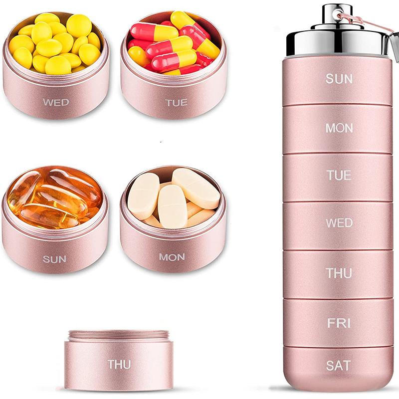 7 Waterproof Sealed Days Split Aluminum Alloy Metal Pill Box Weekly Medicine