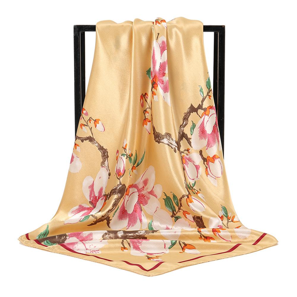 Spring and Autumn Women's Cashew Print Square Scarf Fashion Commuting Versatile Headscarf Stained Rose Square Scarf