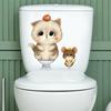 Toilet Lid Sticker Cartoon Cat Mouse Pattern Waterproof Removable Self-Adhesive Bathroom Wall Sticker Toilet