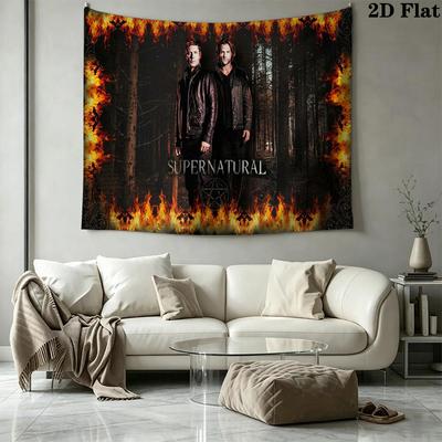 Supernatural Tv Series Poster Wall Tapestry Aesthetic Wall Hanging Printed Fabric Blanket Decorative Tapestries for Bedroom Living Room Home Decor
