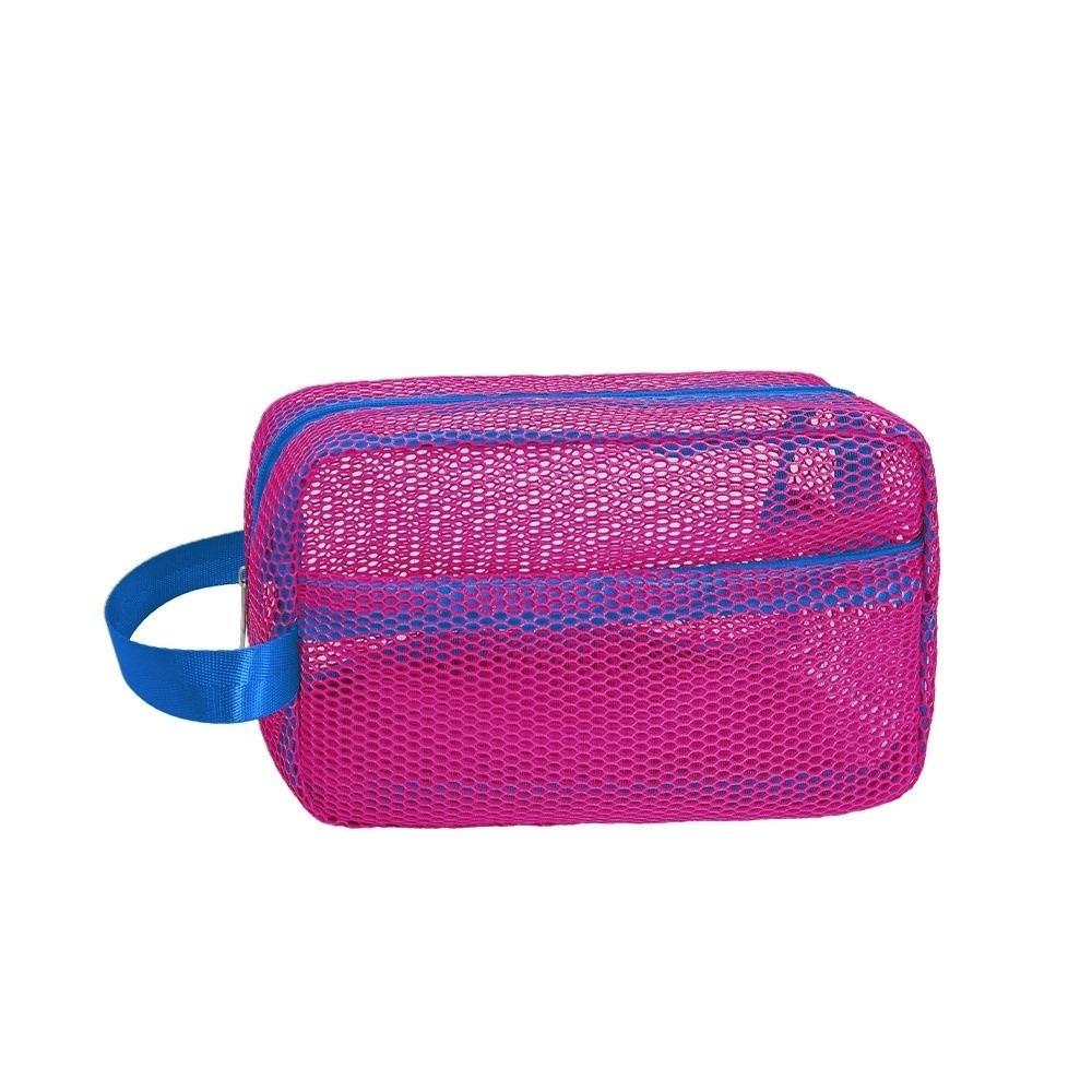 Candy Color Mesh Cosmetic Bag Large Capacity Transparent Storage Pouch with Zipper Internal Pocket