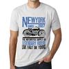 Мужская винтажная футболка с графическим рисунком New York Motorcycle Since 2027 Vintage White