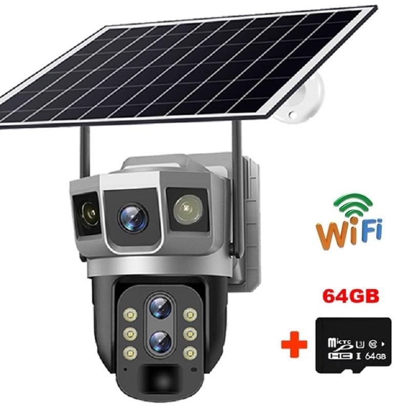 4G/WIFI Solar Surveillance Camera, HD 2 Lens PIR Sensor, Night Vision Waterproof IP Camera, CCTV Security Monitor