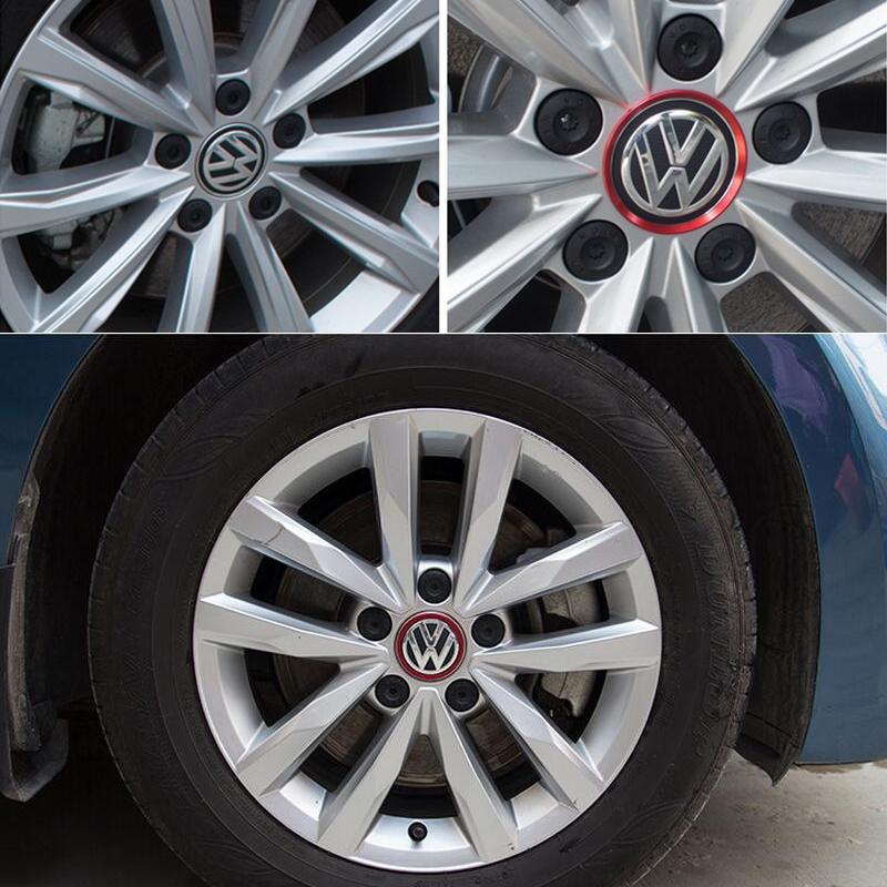 4pcs Car modified wheel hub decorative Circle Colorful aluminum alloy ring sticker for VW Volkswagen Golf Polo jetta car styling mhsv0