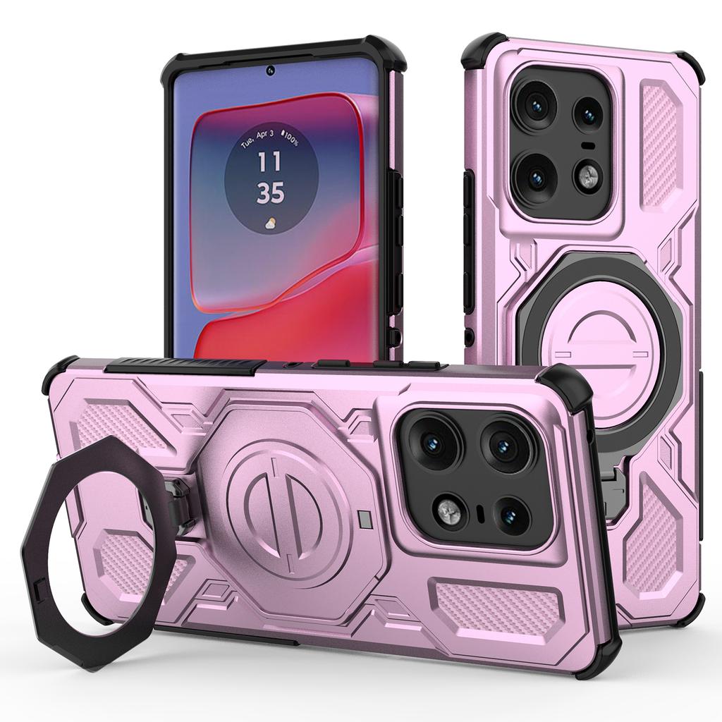 Магнитный чехол для Motorola Edge 50 Pro 5G, вращающаяся металлическая подставка, задняя крышка телефона из ПК+ТПУ