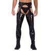Mens High Waist Patent Leather Pants Cutout Design Nightclub Attire