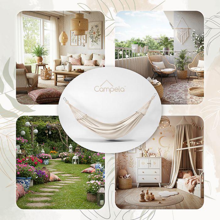 Hamak Ogrodowy Turystyczny Boho Dwuosobowy Torba 200x150cm 240kg Campela