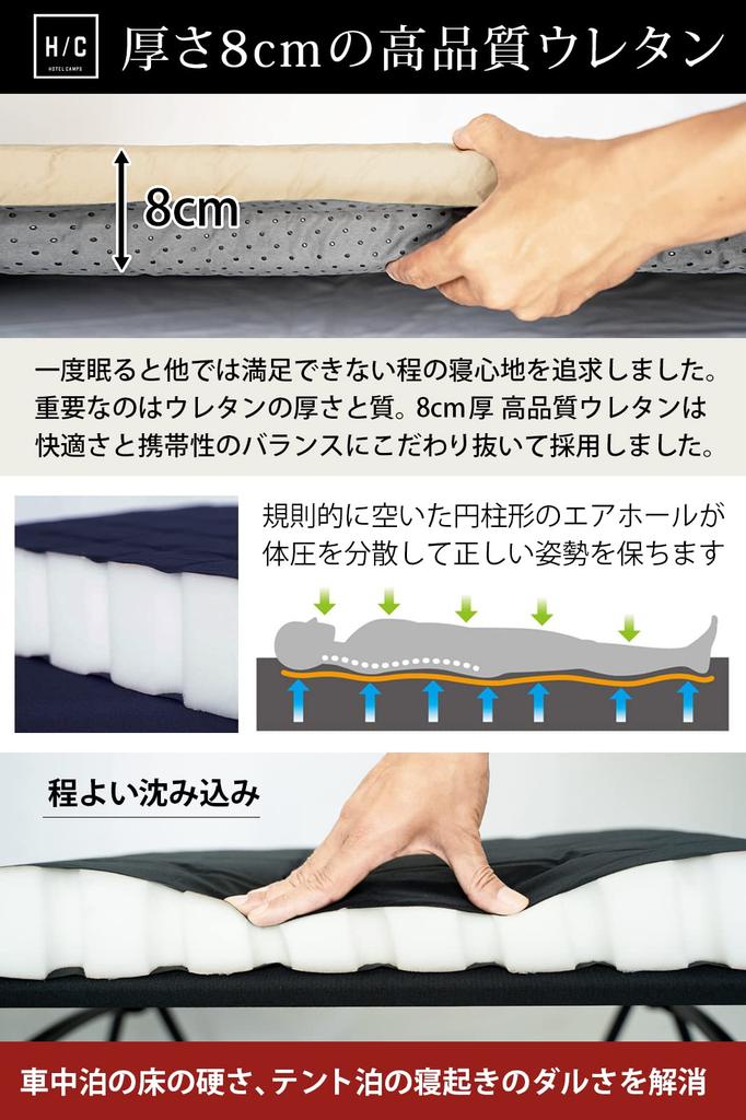 HOTEL CAMPS надувной кемпинговый коврик 8 см кемпинговый коврик надувной коврик автомобильный спальный коврик палаточный коврик уличный коврик толстый 8 см полиуретановая пена (черный) Самонадувающийся
