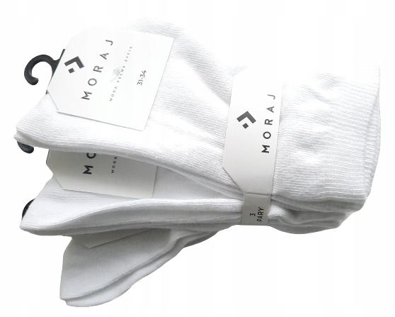 Classic Children' Cotton Socks Long White 3-Pairs Moraj 35-38