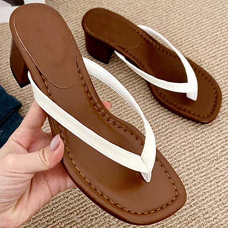 Модные женские шлепанцы на квадратном каблуке с открытым носком, удобные мягкие сандалии-слайды с квадратным носком, модная простая нескользящая женская обувь для отпуска и пляжа