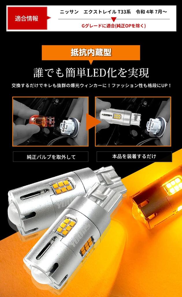 ВАШИ Светодиодные лампы указателей поворота серии T33, предназначенные для X-Trail комплектации G, со встроенным проектором