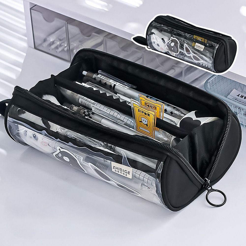 8 LAYERS Pen Bag Transparent Window Stationery Organizer Portable Pencil Case Student Gift