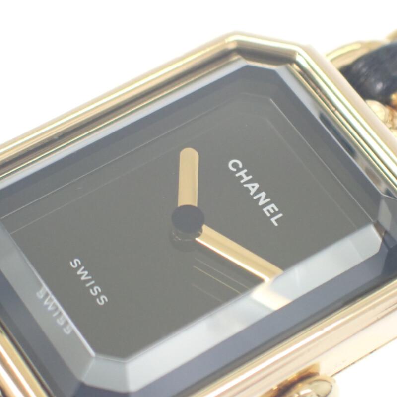 Chanel H0001 S Часы Позолоченные/кожаные Женские черный циферблат