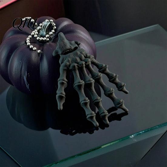 Хэллоуин Подвеска Скелет Рука Брелок, с Подвесной Цепочкой 3D Печатное Украшение, Подвижный Темный Модный Брелок Суставная Конструкция Череп Ладонь