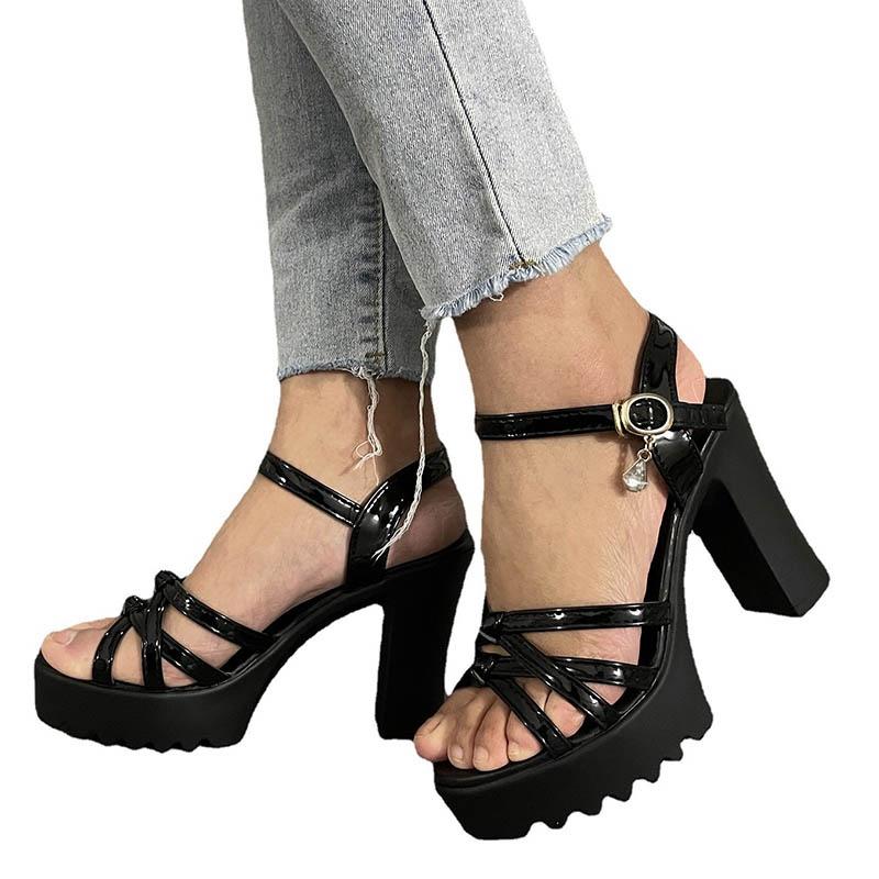 Новые летние модные женские сандалии на платформе, римские туфли на толстой подошве и очень высоком каблуке