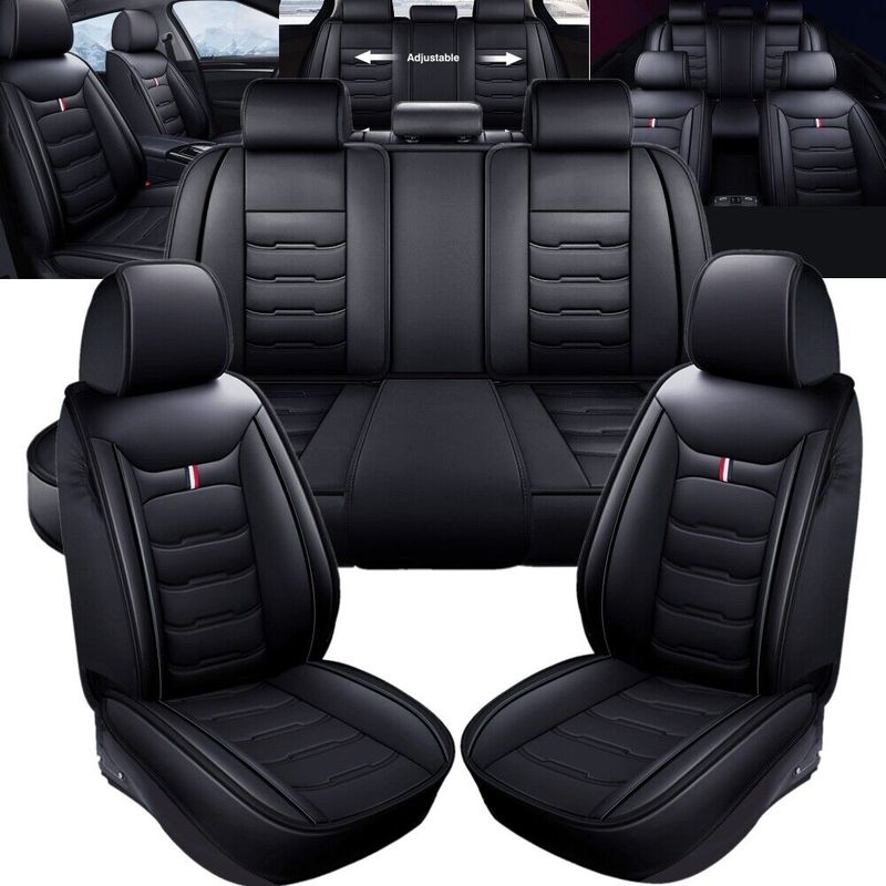 Full Set 5-Seat Protector Cushion For Cadillac Leather Car Seat Cover Front Rear