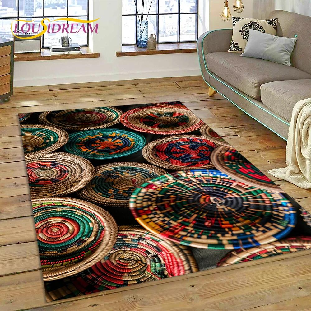 VIKAMA Colorful Flower Woven Art Mandala Rug, Non-Slip Carpet For Living Room, Bedroom, Sofa, Home Decor, Doormat