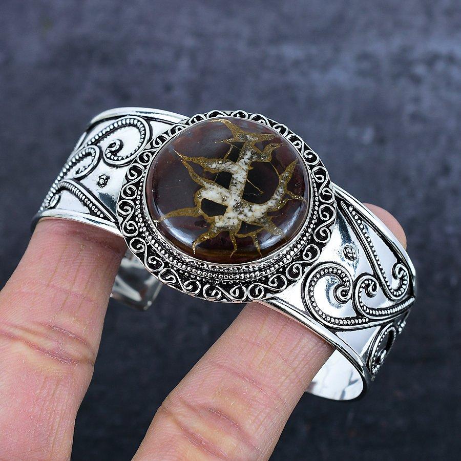 Браслет-манжета из натурального серебра 925 пробы с трещинами в грязи, регулируемый j7K24