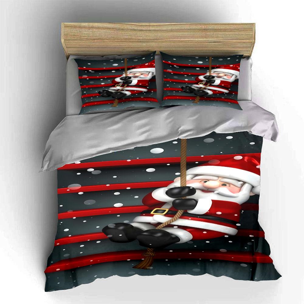 Santa Claus, rope, snowflakes. Bedding sets Duvet cover sets Duvet covers Pillowcases(1 * Duvet Cover 2 * Pillowcases without duvet insert)