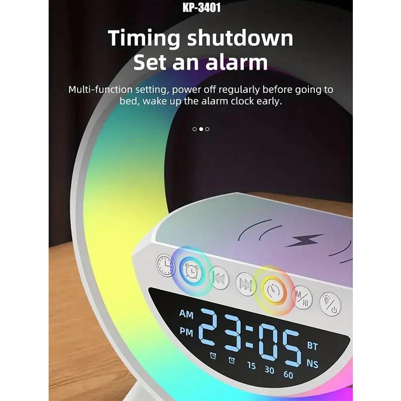 BIG G Multifunction Bluetooth Speaker RGB Night Light Fast Wireless Charger Stand For iPhone Samsung Xiaomi Charging Station