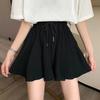 Женские повседневные шорты, эластичные, регулируемые, на шнурке, короткие брюки, однотонные, с карманами, с широкими штанинами