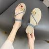 Women's Slippers and Ladies Sandals Gold Low Heel Shoes Wedge Summer 2024 Open Toe Slides Outside Flip Flops Trend New Fashion I