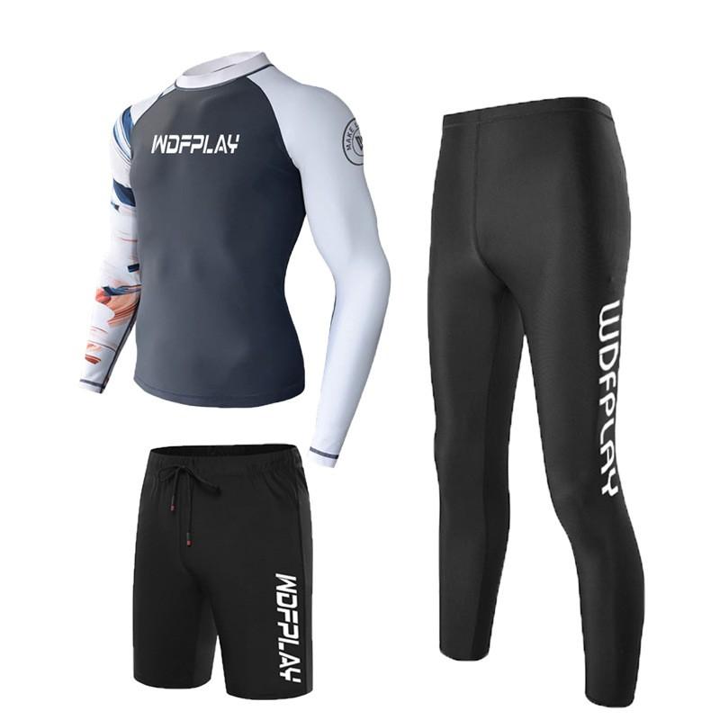 Mens UPF 50 Quick-Dry Rash Guard Set Surfing Diving Swimming Sun Protection