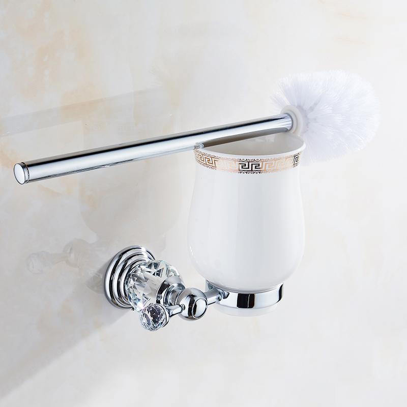 Bathroom Hardware Set Crystal Bath Towel Shelf Toilet Paper Holder Sliver Chrome Towel Bar Toilet Brush Holder Robe Hook EL8130