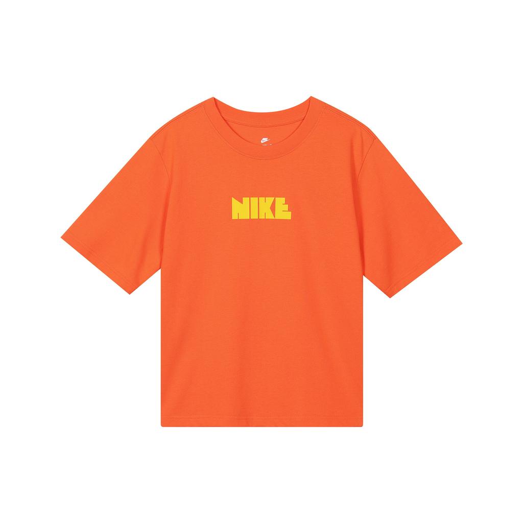 Nike X Atmos Pink Collaboration  Nsw Circa Series Letter Pattern Printed Crew Neck Short Sleeve T-Shirt Women Tops Orange DV1380-817